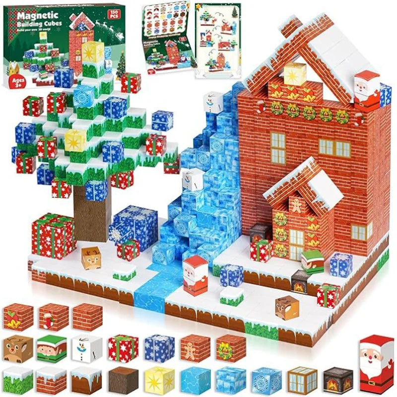 Juego de Bloques de Construcción Magnéticos Montessori STEM, Juguetes Educativos Sensoriales, Mundo de Mario, Niños y Niñas, Cubo Magnético DIY, Regalo