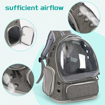 Mochila transparente de gran capacidad para mascotas - Diseño portátil de doble hombro, ideal para viajar y aventuras al aire libre con gatos y perros pequeños