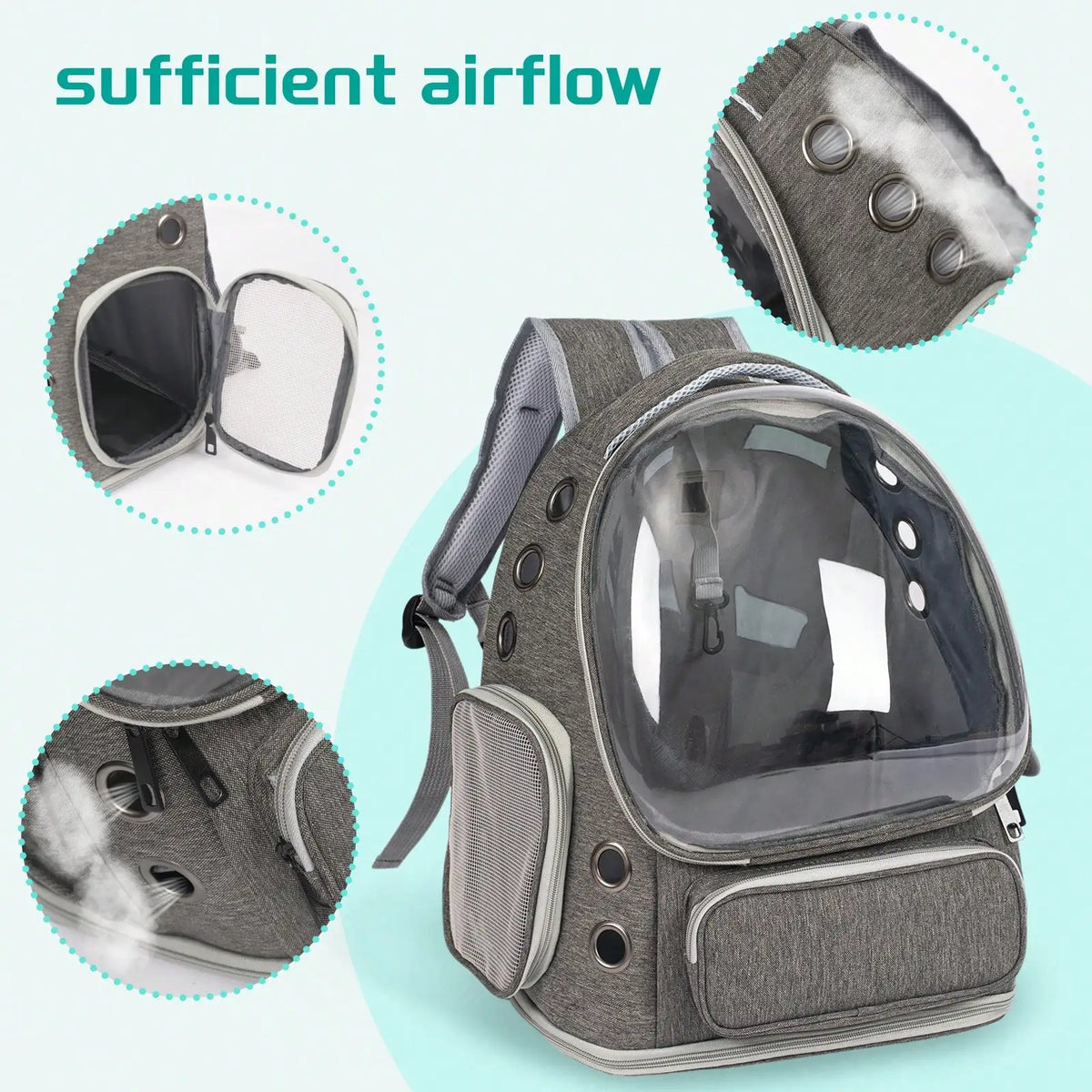 Mochila transparente de gran capacidad para mascotas - Diseño portátil de doble hombro, ideal para viajar y aventuras al aire libre con gatos y perros pequeños