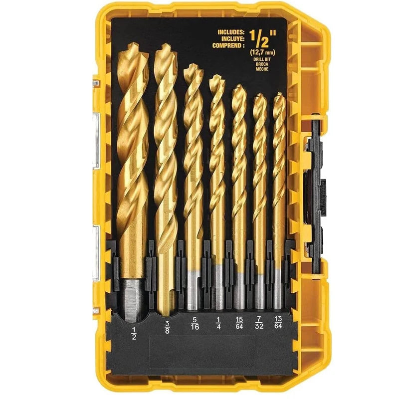 DEWALT Original DW1361 Titanium Twist Drill Bit Set Woodworking Metal HSS High Speed Steel Drill Bits 21-Pc. Tool Attachments