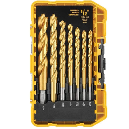 DEWALT Original DW1361 Titanium Twist Drill Bit Set Woodworking Metal HSS High Speed Steel Drill Bits 21-Pc. Tool Attachments