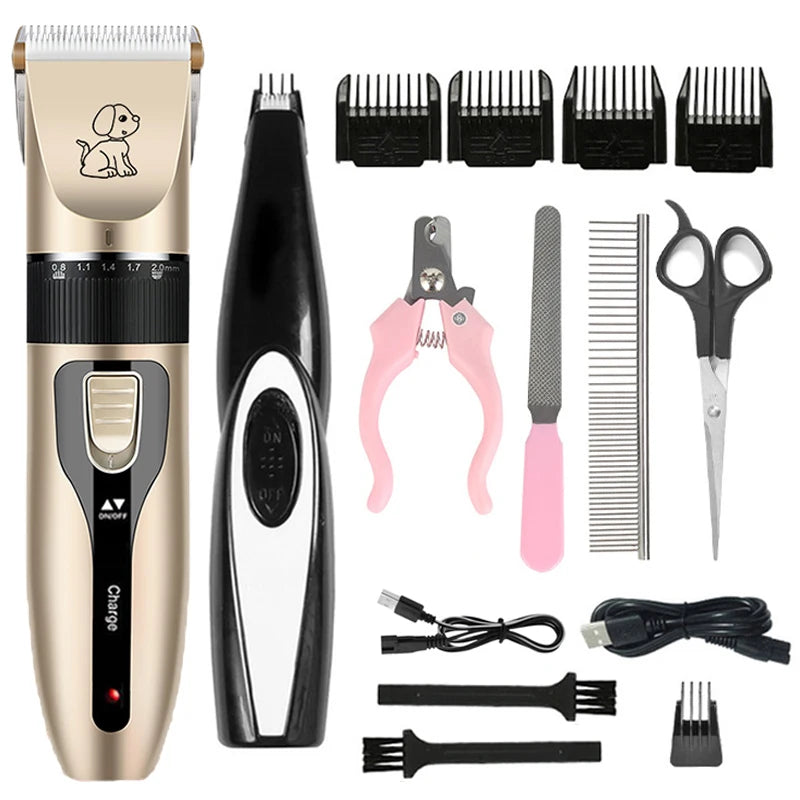 Electric Pet Clipper Grooming Kit for Dogs, Rechargeable Trimmer for Cat Hair Removal, Professional Grooming Set