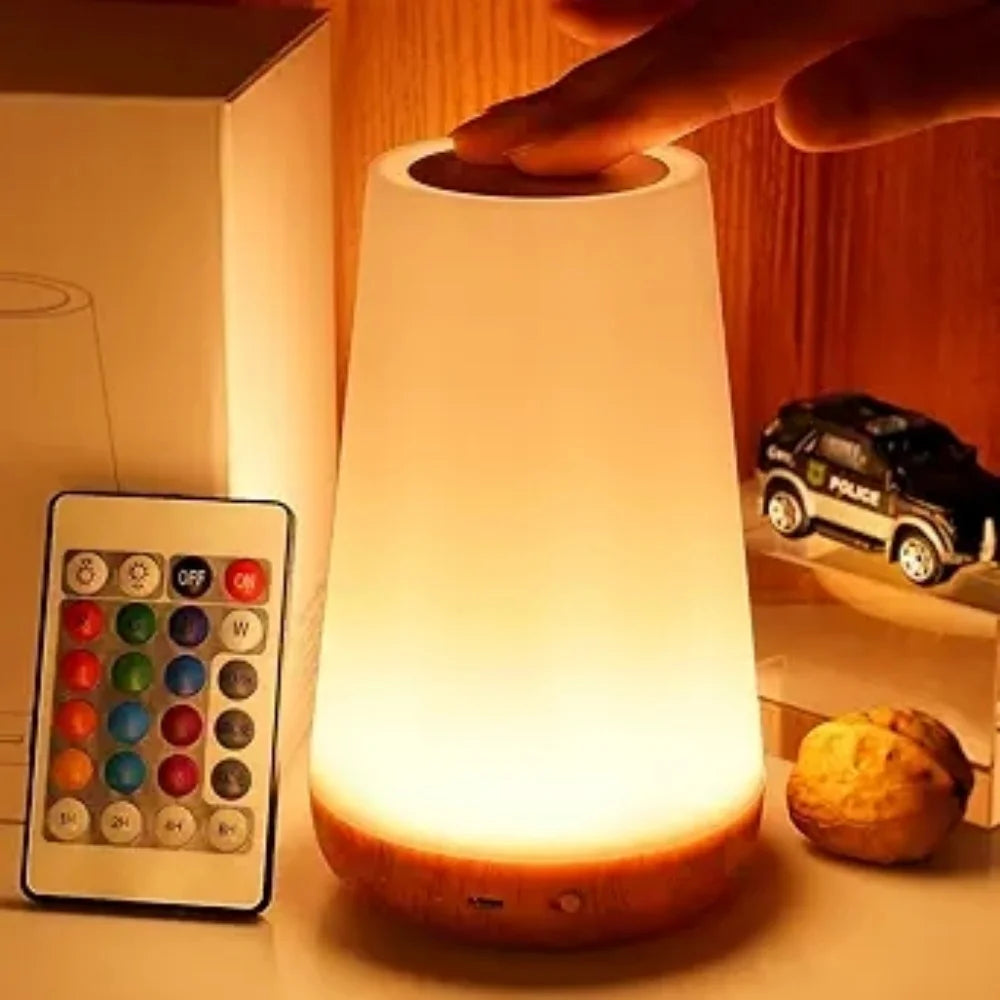 USB Rechargeable Dimmable Touch Lamp, Portable Table Bedside Night Light for Bedroom, 13 RGB Colors Night Lights for Baby and Kids