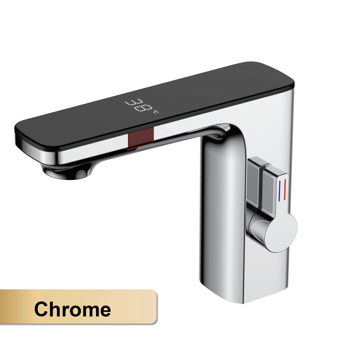 White Intelligent Brass Bathroom Faucet, Induction Design with LED Temperature Display, Single-Hole Single-Handle Hot and Cold Basin Tap