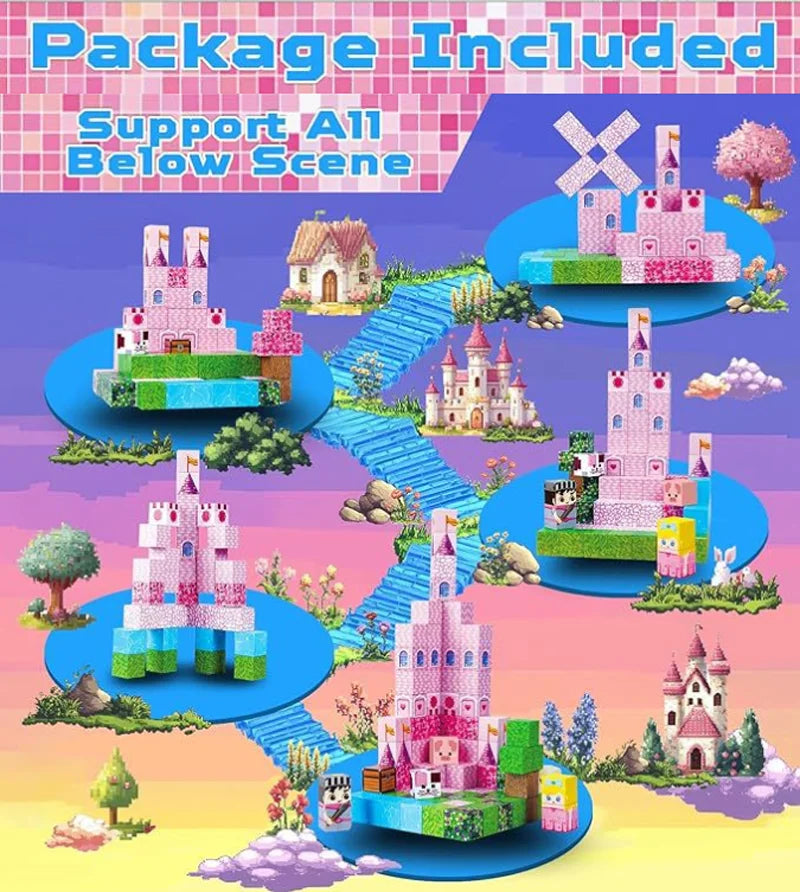Juego de Bloques de Construcción Magnéticos Montessori STEM, Juguetes Educativos Sensoriales, Mundo de Mario, Niños y Niñas, Cubo Magnético DIY, Regalo