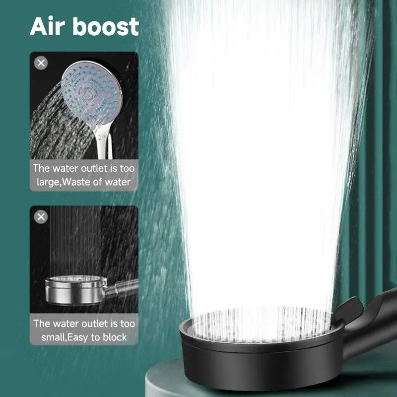 Cabezal de ducha de aumento de presión de 5 modos, boquilla de ducha de agua grande ajustable multifunción, accesorio de baño de masaje