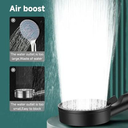 Cabezal de ducha de aumento de presión de 5 modos, boquilla de ducha de agua grande ajustable multifunción, accesorio de baño de masaje