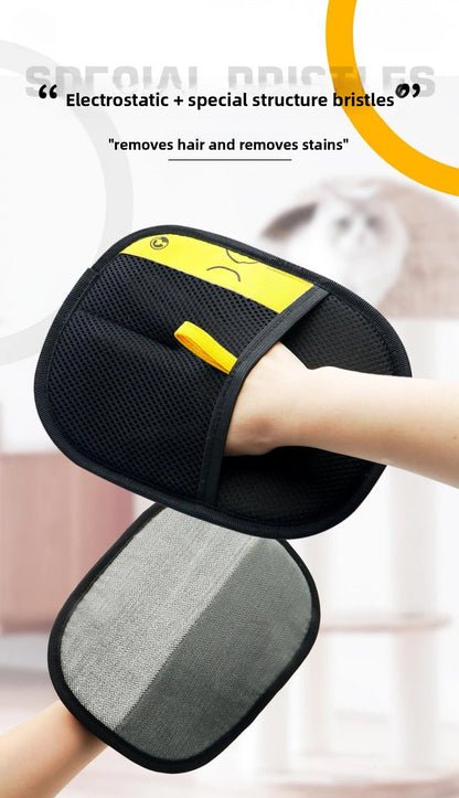 Pet Hair Removal Kit: Sticky Roller, Static Brush & Grooming Gloves - For Cat and Dog Fur on Furniture, Car, and Clothing