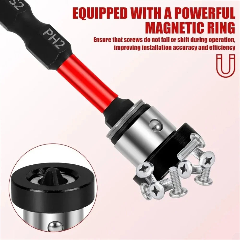 Magnetic Positioning S2 Screwdriver Bit,Drywall Screw for Plasterboard Gypsum Board Locating,1/4" Hex Shank Screw Batch Head PH2