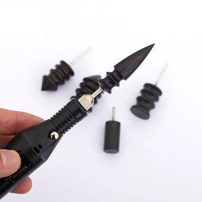 Black Ebony Wood Leather Burnisher Polished Rods, Leather Craft Edge Slicker Tool, Electric Polished Tip Head DIY Rotary Sets
