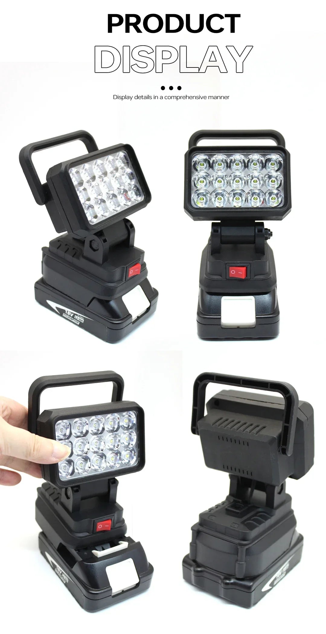 Luz de trabajo LED de 3 pulgadas para batería Makita de 18V/21V BL1830, foco para exteriores, lámpara de emergencia, accesorios para herramientas eléctricas