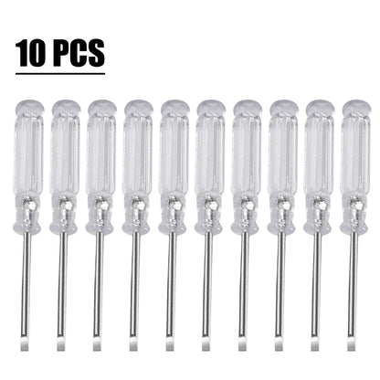 10pc 3.74in Small Screwdriver Set 3mm Tip Slotted and Phillips Screwdrivers Transparent Handle Precision Screwdriver Repair Tool