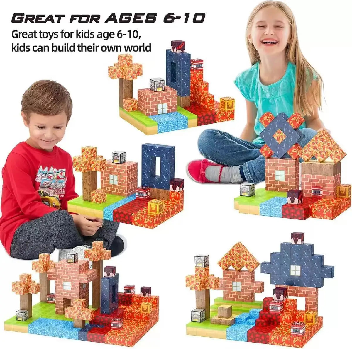 Juego de bloques magnéticos de 10-500 piezas, juguetes de construcción, modelo de mundo magnético, para niños y niñas, cubos sensoriales STEM Montessori, regalos para niños pequeños
