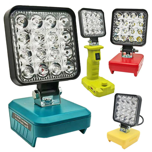 Piezas de herramientas eléctricas para Makita, DeWalt, Bosch, Milwaukee, Ryobi, linterna con batería de litio, luz de trabajo, lámpara de Camping
