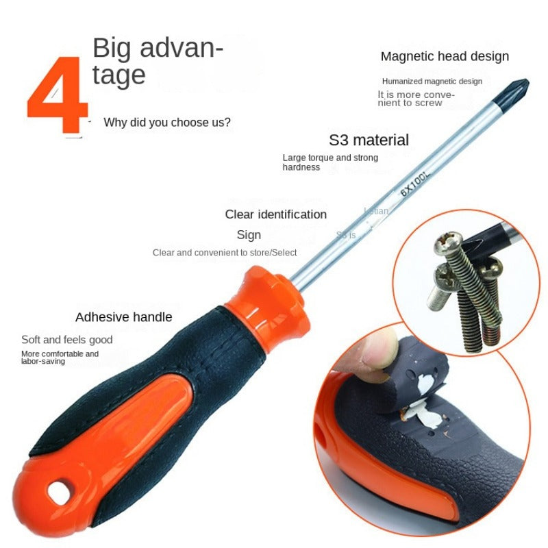 1/2pcs 12 Inch Extended Screwdriver Long Slotted Cross Screwdriver Magnetic Screwdriver With Rubber Handle Repairing Hand Tool