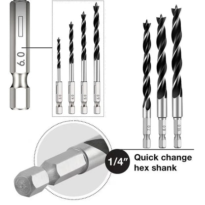 3/5/7PCS 3/4/5/6/7/8/10mm 1/4 Hexagonal Handle Three Pointed Woodworking Drill Bit Set Woodworking Hole Reaming Power Tool