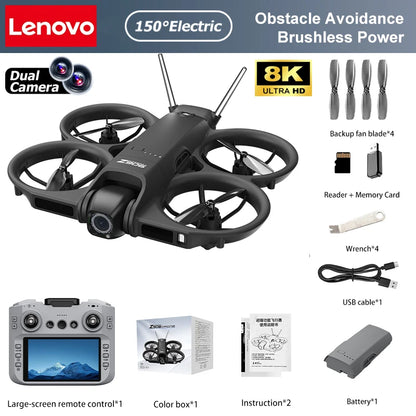 Dron Lenovo Z906 con Cámara Aérea 8K HD, Inteligente, con Sistema Anticolisión, Control Remoto con Pantalla Grande, Plegable, Motor sin Escobillas, GPS