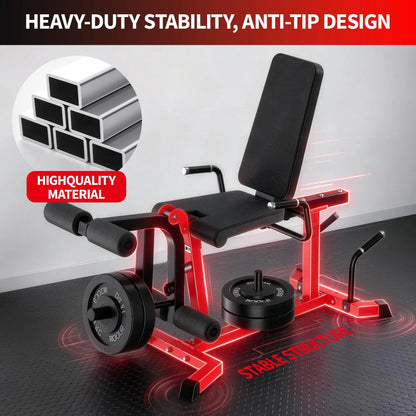 Adjustable Seated Leg Extension And Wave Machine Full Lower Body Trainer Reverse Hyper And Back Extension Home Gym Strength Equipment Black Red