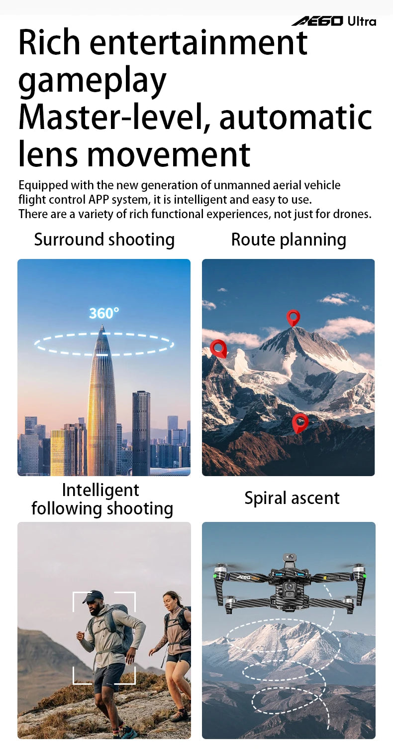 Nuevo Dron AE60 con GPS, Cámara HD Profesional 8K, Gimbal de 3 Ejes sin Escobillas, Evitación de Obstáculos, Pantalla Táctil, Lanzamiento Aéreo, FPV, Drones de Seguridad