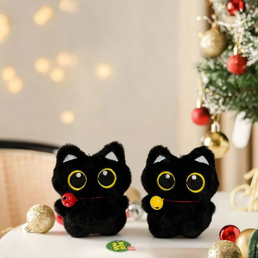 Lindo Llavero de Gato Negro de Peluche, Colgante de Dibujos Animados, Llavero Decorativo, Accesorio para Mochila, Regalo