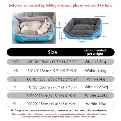 Soft Square Large Dog Sofa Elastic Dog House Cushion Winter Warm Medium Dog Bed Washable Cat Kennel House Accessories