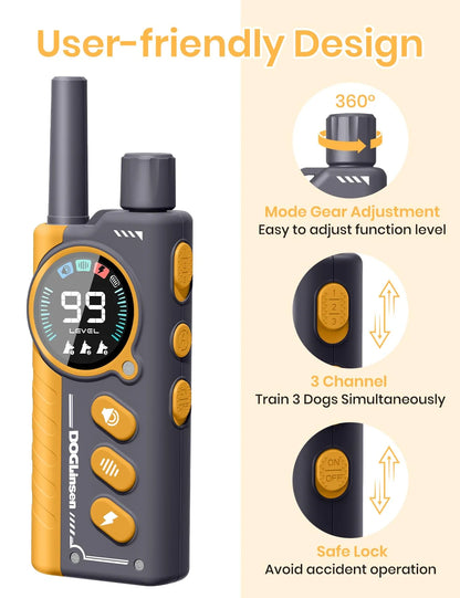 Collar inteligente 2 en 1 antiladridos y de descarga automática para perros de todos los tamaños, collar eléctrico con control remoto de 3300 pies, collar de adiestramiento para perros resistente al agua IPX7