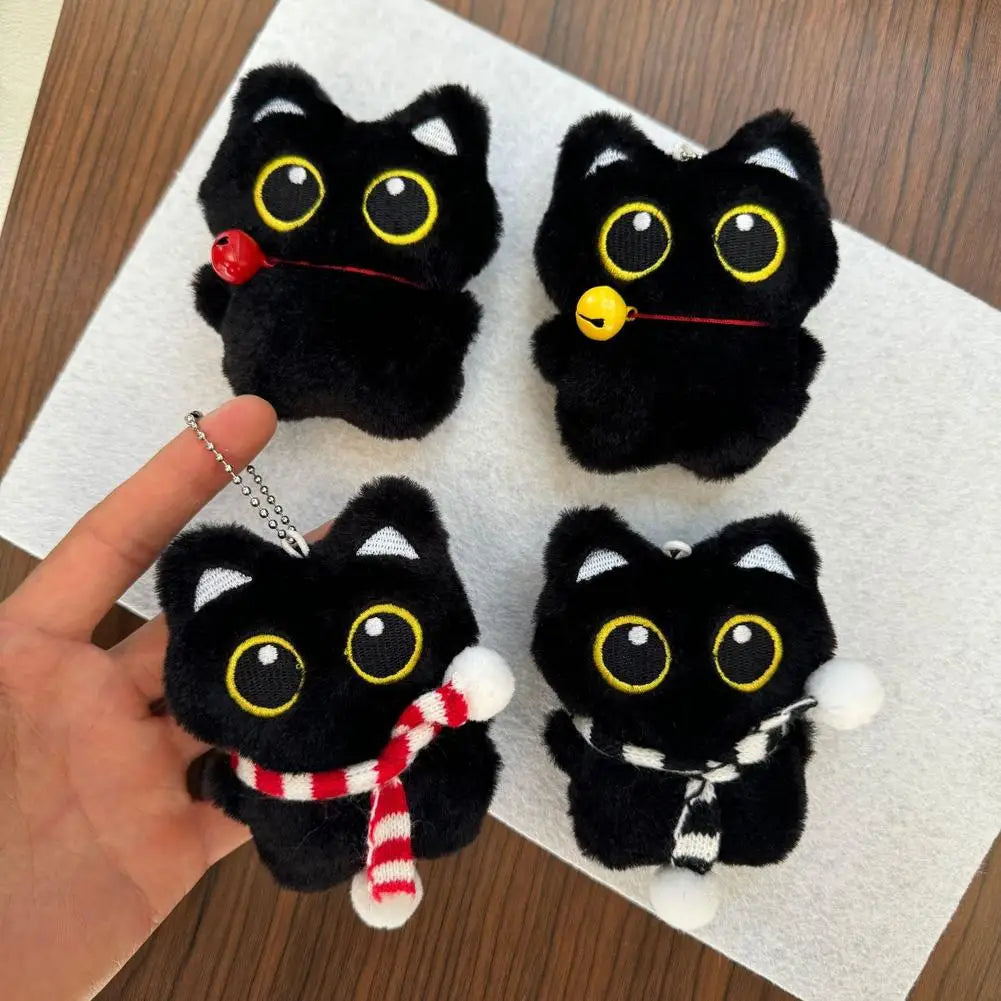 Lindo Llavero de Gato Negro de Peluche, Colgante de Dibujos Animados, Llavero Decorativo, Accesorio para Mochila, Regalo