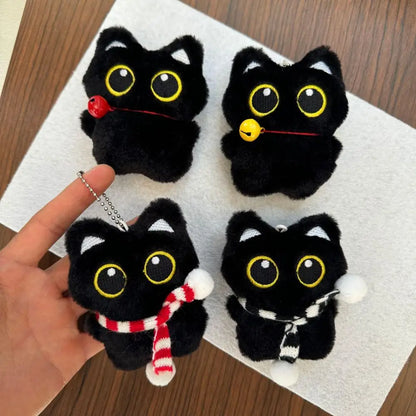 Lindo Llavero de Gato Negro de Peluche, Colgante de Dibujos Animados, Llavero Decorativo, Accesorio para Mochila, Regalo