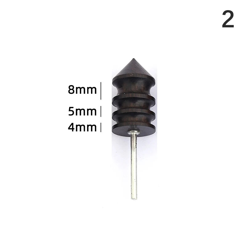 Black Ebony Wood Leather Burnisher Polished Rods, Leather Craft Edge Slicker Tool, Electric Polished Tip Head DIY Rotary Sets
