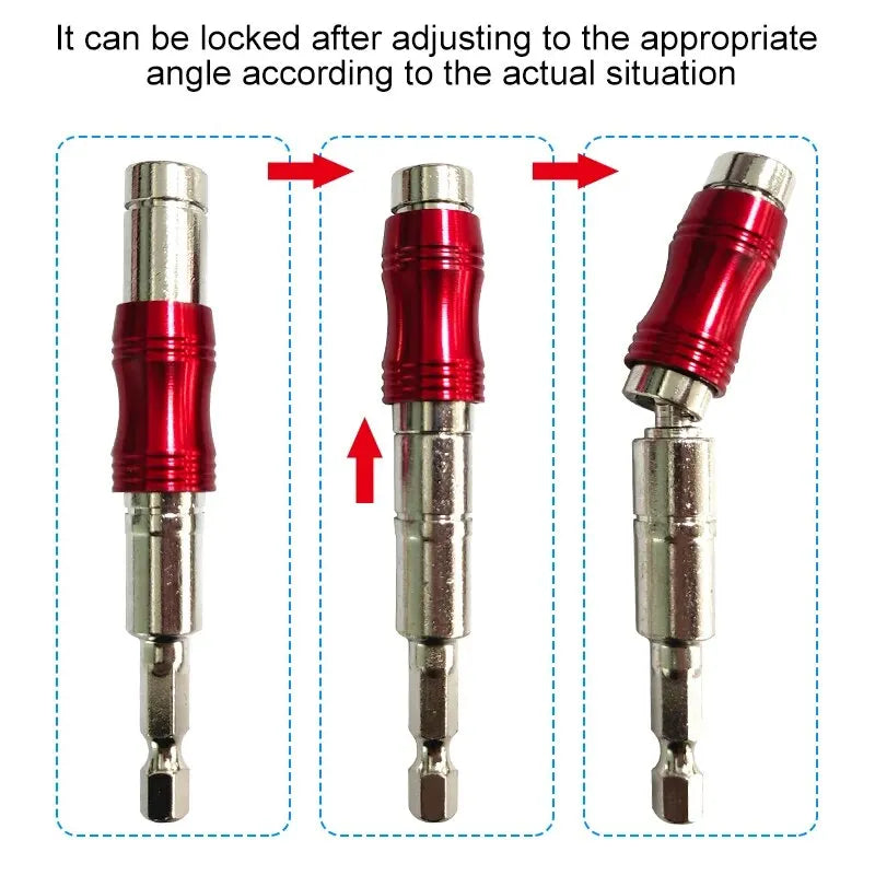 1 ud. Adaptador universal magnético de punta de taladro de tornillo con mango hexagonal curvo rojo para extensión direccional, accesorios para herramientas eléctricas