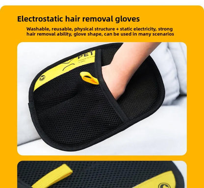 Pet Hair Removal Kit: Sticky Roller, Static Brush & Grooming Gloves - For Cat and Dog Fur on Furniture, Car, and Clothing