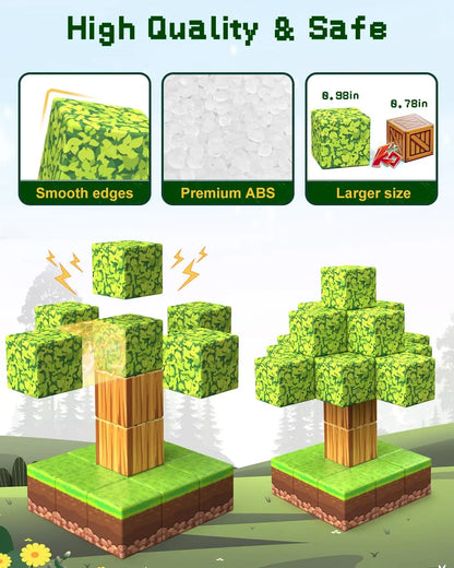 Mine World-bloques de construcción magnéticos para niños, ladrillos magnéticos con figuras, juego de construcción DIY, juguetes sensoriales STEM Montessori, regalos