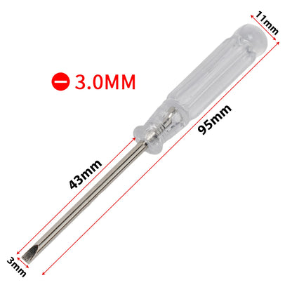 10pc 3.74in Small Screwdriver Set 3mm Tip Slotted and Phillips Screwdrivers Transparent Handle Precision Screwdriver Repair Tool
