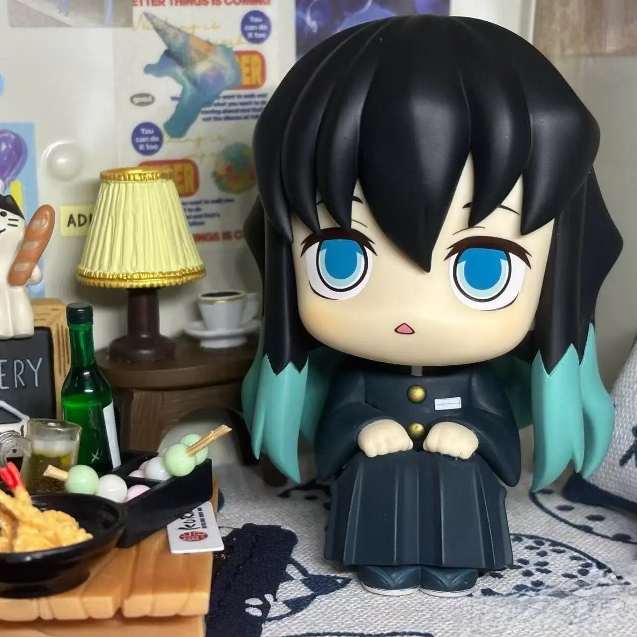 Figura Demon Slayer-cabeza móvil Tokito y Tomioka Mugen tren película modelo de acción estatua de Anime coleccionable decoración de escritorio