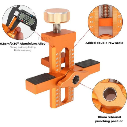 2 in 1 Cabinet Door Installation Positioner, 6/8/10mm Rebounder Punching Mounting Jig for Wardrobe Cabinet Door Panel Installation
