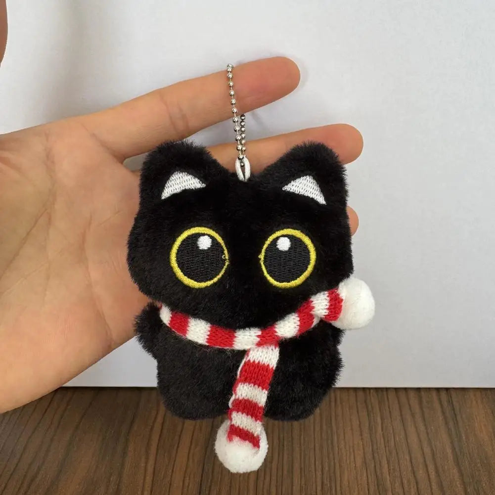 Lindo Llavero de Gato Negro de Peluche, Colgante de Dibujos Animados, Llavero Decorativo, Accesorio para Mochila, Regalo