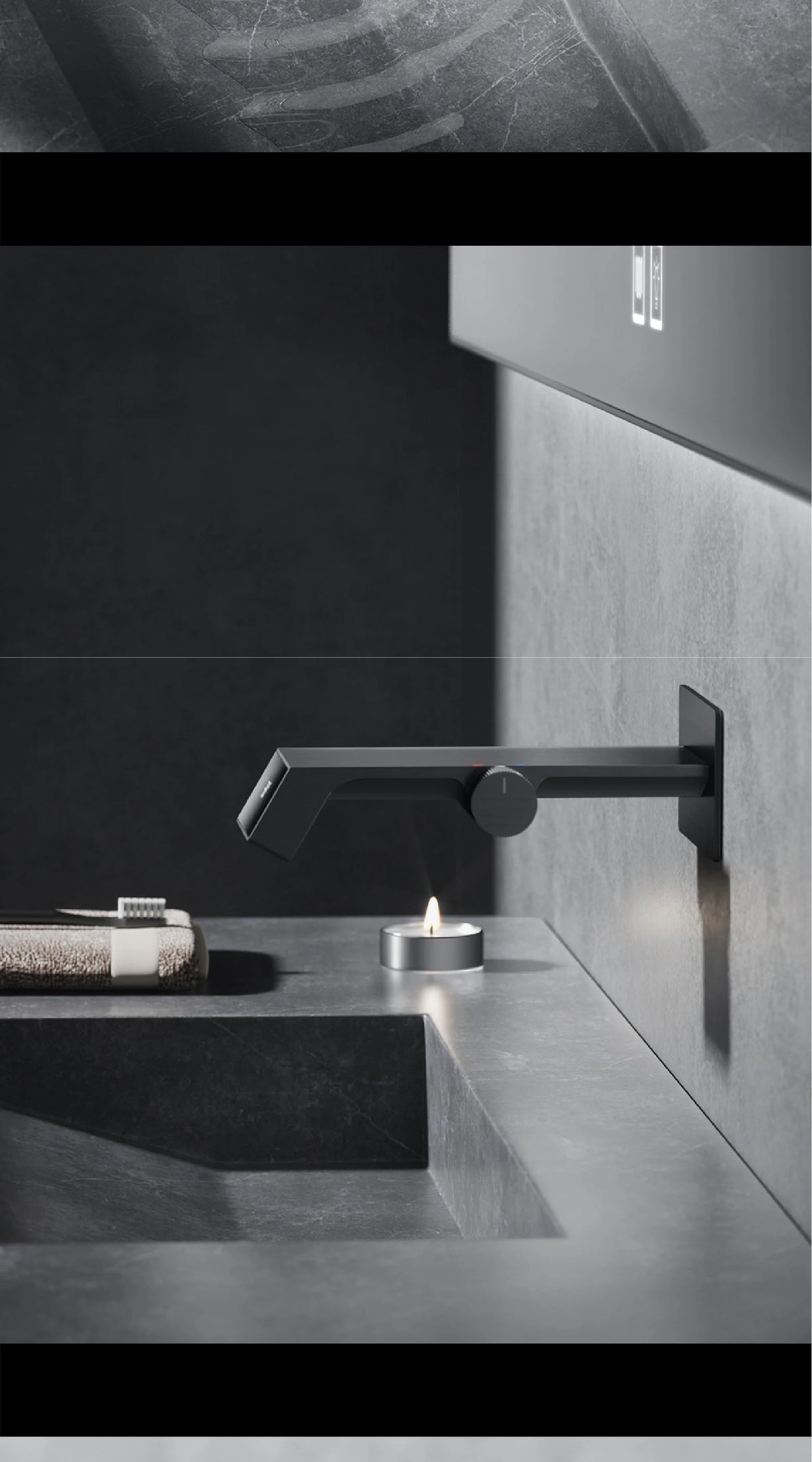 Luxury gun gray brass bathroom faucet LED digital display design, hot and cold water in wall type single handle basin faucet
