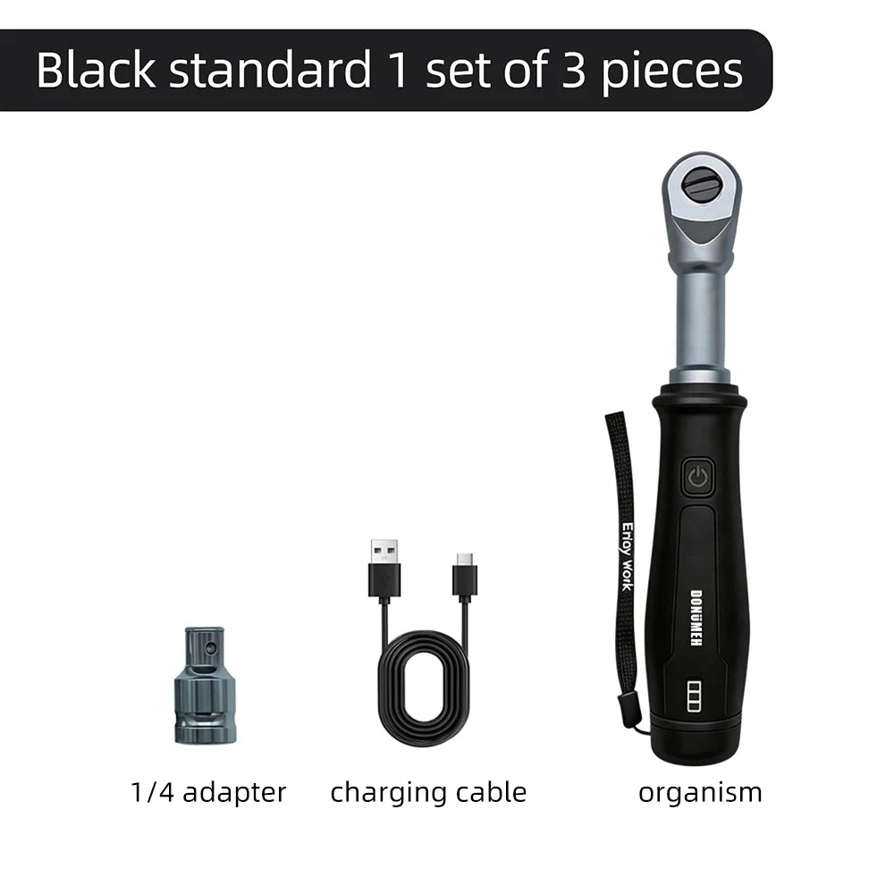 USB-C Rechargeable Electric Ratchet Wrench 3.6V 320 RPM 1/4' 3/8' Bidirectional with LED Battery Indicator for DIY Repair Auto