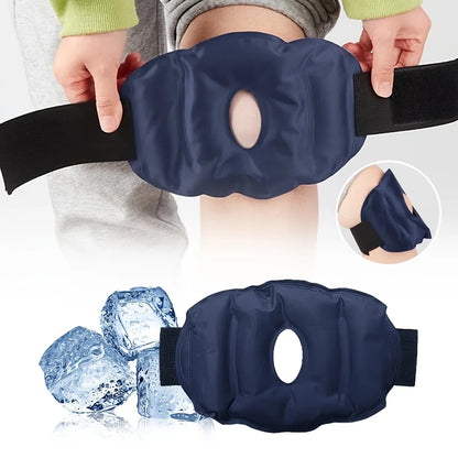 Reusable Knee Ice Pack Wrap, Adjustable Cold Compress for Knee, Cold Therapy Gel Pads for Pain Relief and Sports Injuries