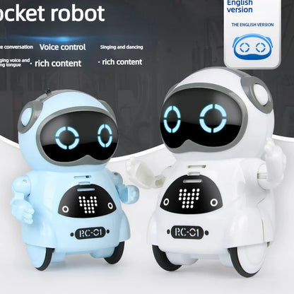 Robot Infantil Interactivo con Voz, Reconocimiento de Voz, Grabación, Canto, Baile y Cuentos, Mini Robot Inteligente de Juguete