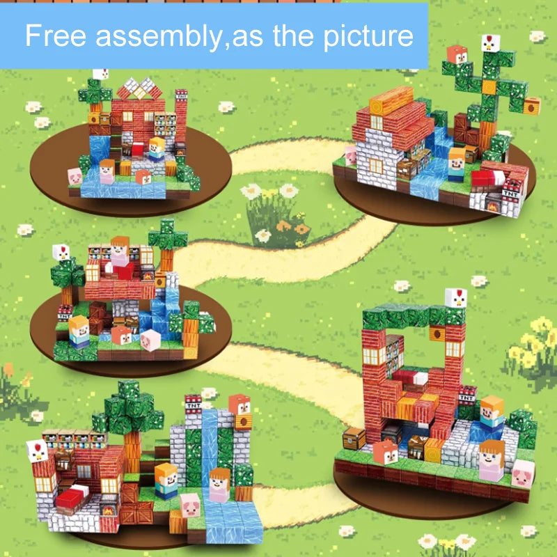 Juego de Bloques de Construcción Magnéticos Montessori STEM, Juguetes Educativos Sensoriales, Mundo de Mario, Niños y Niñas, Cubo Magnético DIY, Regalo