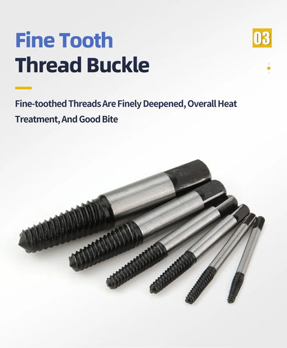 TOOLEYE 5/6Pcs Screw Extractor Drill Bit Set Damaged Screws Remover Extractor Woodworking Tools Broken Bolt Water Pipe Extractor