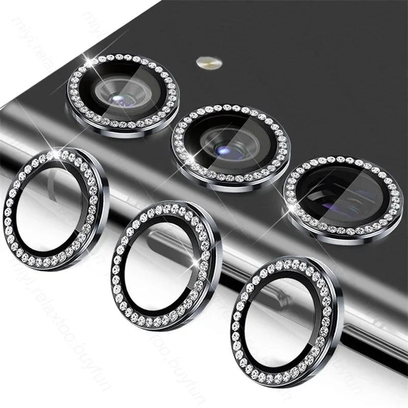 Diamond Camera Lens Protector Ring Cover For Samsung Galaxy S25 Ultra 5G S24 Plus S23 S25 FE S22 Tempered Glass Protective Film