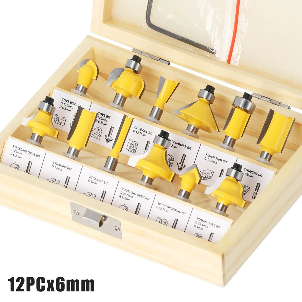 1/2 inch-1/4 inch-CNC solid carbide woodworking router bit, edge trimming machine wood milling cutter, 24-35-50 pcs wood tool set