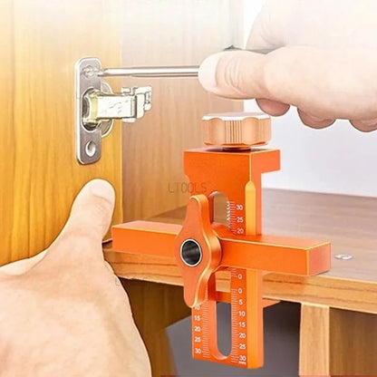2 in 1 Cabinet Door Installation Positioner, 6/8/10mm Rebounder Punching Mounting Jig for Wardrobe Cabinet Door Panel Installation