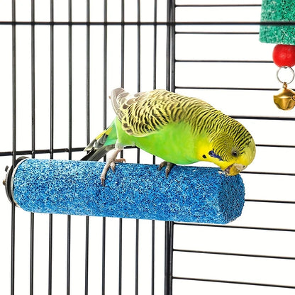 1Pc Pet Bird Cage Perches Stand Parrot Toys Bird Grinding Claw Stick Bird Nest Toy Molar Stick Standing Rod Random Color