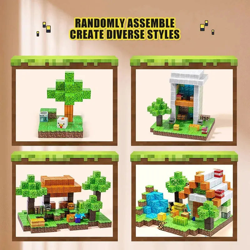 Mine World-bloques de construcción magnéticos para niños, ladrillos magnéticos con figuras, juego de construcción DIY, juguetes sensoriales STEM Montessori, regalos