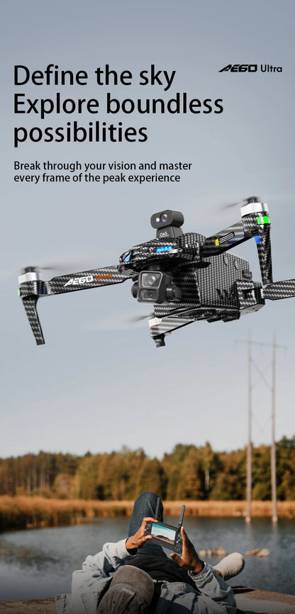 Nuevo Dron AE60 con GPS, Cámara HD Profesional 8K, Gimbal de 3 Ejes sin Escobillas, Evitación de Obstáculos, Pantalla Táctil, Lanzamiento Aéreo, FPV, Drones de Seguridad