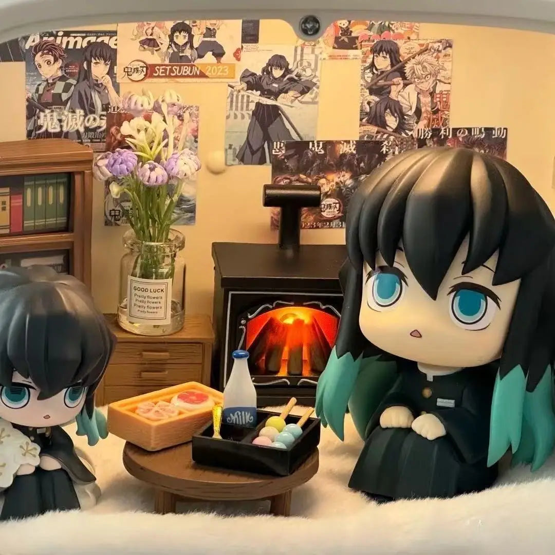 Figura Demon Slayer-cabeza móvil Tokito y Tomioka Mugen tren película modelo de acción estatua de Anime coleccionable decoración de escritorio