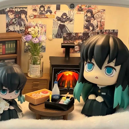Figura Demon Slayer-cabeza móvil Tokito y Tomioka Mugen tren película modelo de acción estatua de Anime coleccionable decoración de escritorio
